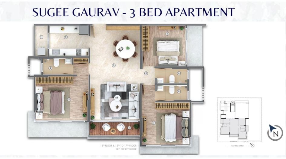 Sugee-Srushti-Gaurav-Floor-Plan-3 BHK-1108 Sqft
